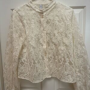 Mango Cream Lace Blouse